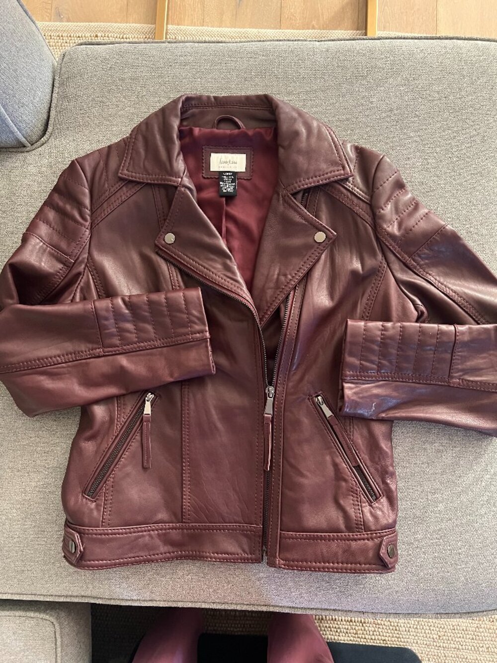 Neiman Marcus Genuine Leather Moto Zip-up Jacket Size Large